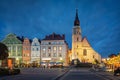 Boleslawiec, Poland. View of Basilica and old buildings on Market Square