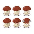 Bolete cartoon character with various angry expressions