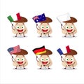 Boletus edulis cartoon character bring the flags of various countries