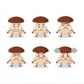 Boletus edulis cartoon character with various angry expressions