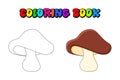 Boletus mushroom coloring book isolated on white background