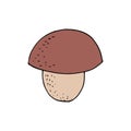 boletus mushroom hand drawn in doodle style. single element for design card, icon, poster, vector, monochrome Royalty Free Stock Photo