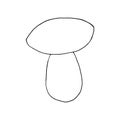 boletus mushroom sketch hand drawn doodle. single element for design card, icon, poster, , monochrome, minimalism Royalty Free Stock Photo