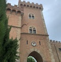 Bolgheri, Livorno, Italy. The Bolgheri Castle with tower, architectural details