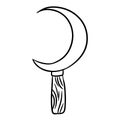 Boline occult symbol. Ritual knife hand drawn magic doodle. Isolated vector pagan wiccan image