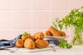 Bolinhos de bacalhau, very famous in Portuguese gastronomy. Fried dumpling, cod dumpling, fish meat, salted cod fritters, bacalao Royalty Free Stock Photo