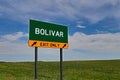 US Highway Exit Sign for Bolivar