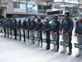 Bolivarian National Police armed forces during a confrontation with protesters to Nicolas Maduro government in Caracas Royalty Free Stock Photo