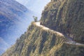 Bolivia cyclists on death road Royalty Free Stock Photo