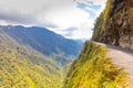 Bolivia death road with sun Royalty Free Stock Photo
