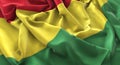 Bolivia Flag Ruffled Beautifully Waving Macro Close-Up Shot