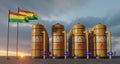 Bolivia gas reserve, Bolivia Gas storage reservoir, Natural gas tank Bolivia with flag Bolivia, sanction on gas, 3D work and 3D Royalty Free Stock Photo