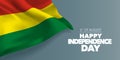 Bolivia happy independence day greeting card, banner with template text vector illustration Royalty Free Stock Photo