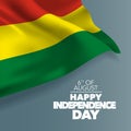 Bolivia happy independence day greeting card, banner, vector illustration Royalty Free Stock Photo