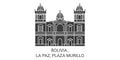 Bolivia , La Paz, Plaza Murillo travel landmark vector illustration