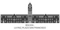 Bolivia , La Paz, Plaza San Francisco travel landmark vector illustration Royalty Free Stock Photo