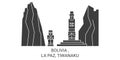 Bolivia , La Paz, Tiwanaku travel landmark vector illustration