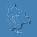 Bolivia region map: blue with white outline and.