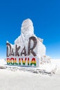 Bolivia salt sculpture dedicated to the Dakar race in the Salar of Uyuni