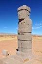 Bolivia, Tiwanaku, Kalasasaya Temple, Ponce Stela in the Sunken Courtyard Royalty Free Stock Photo