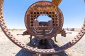 Bolivia Uyuni wreck of a steam locomotive boiler
