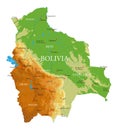 Bolivia-highly detailed physical map