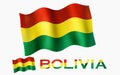 Bolivian flag illustration with Bolivia text and white space