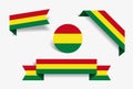 Bolivian flag stickers and labels. Vector illustration.