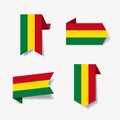 Bolivian flag stickers and labels. Vector illustration.