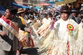 Bolivian People dance in a street at the holiday