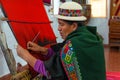 Indigenous Woman Weaving, Sucre, Bolivia Royalty Free Stock Photo