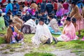 Bolivian women in traditional clothes on the street