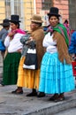 Bolivian women in traditional clothes on the street La Paz.