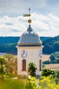 Bolkow, Poland - August 08, 2021. Catholic church of Saint Jadwiga in Main square with statue of Pope John Paul II Royalty Free Stock Photo