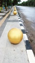 bollard ball barrier between road and sidewalk part of street furniture