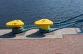 Bollard, port detail and ship