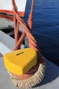 Bollard, port detail and ship Royalty Free Stock Photo