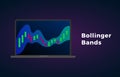 Bollinger Bands technical analysis indicator cloud on stock market, forex and cryptocurrency trading exchange market.