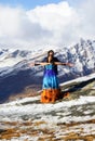 Bollywood actors in summer costumes are making film over the Swiss Alps.