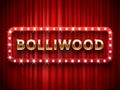 Bollywood Cinema. Vintage Indian Movie, Cinematography And Theater Poster. Retro 3d Classic Film Posters Logo On Red