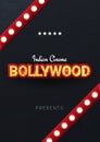 Bollywood indian cinema. Movie banner or poster in retro style with hand draw doodle background. Royalty Free Stock Photo