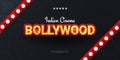 Bollywood indian cinema. Movie banner or poster in retro style with hand draw doodle background. Royalty Free Stock Photo