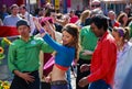 Bollywood scene in Dublin vegetable market Royalty Free Stock Photo