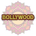 Bollywood traditional indian cinema lettering vector illustration.