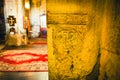 Interior bolnisi church with special golden cross graved on column in IV century