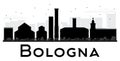 Bologna City skyline black and white silhouette.