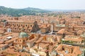 Bologna cityscape of the old medieval town center with San Petronio Basilica on Piazza Maggiore square in Bologna, Italy