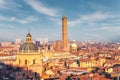 Bologna, cityscape at sunset from high point of view. Emilia Romagna Royalty Free Stock Photo