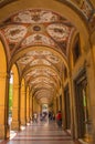 Bologna decorated arcades street passage