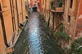 Bologna, Emilia-Romagna, Italy: the canal in the old town that served to operate the water mills